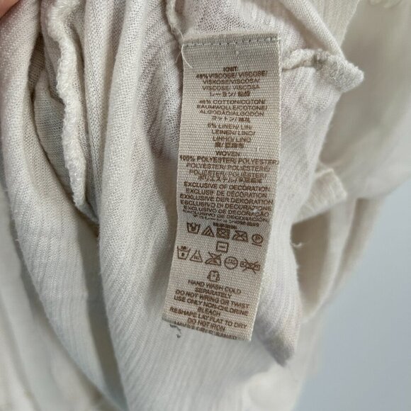 FREE PEOPLE *Flawed* Ivory Sheer Floral Embroidered Oversized Boho Top Small - Picture 5 of 9